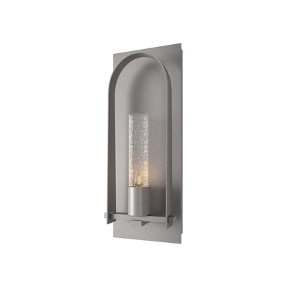 Triomphe Outdoor Wall Light in Coastal Burnished Steel/Seeded Clear Glass (24-Inch).
