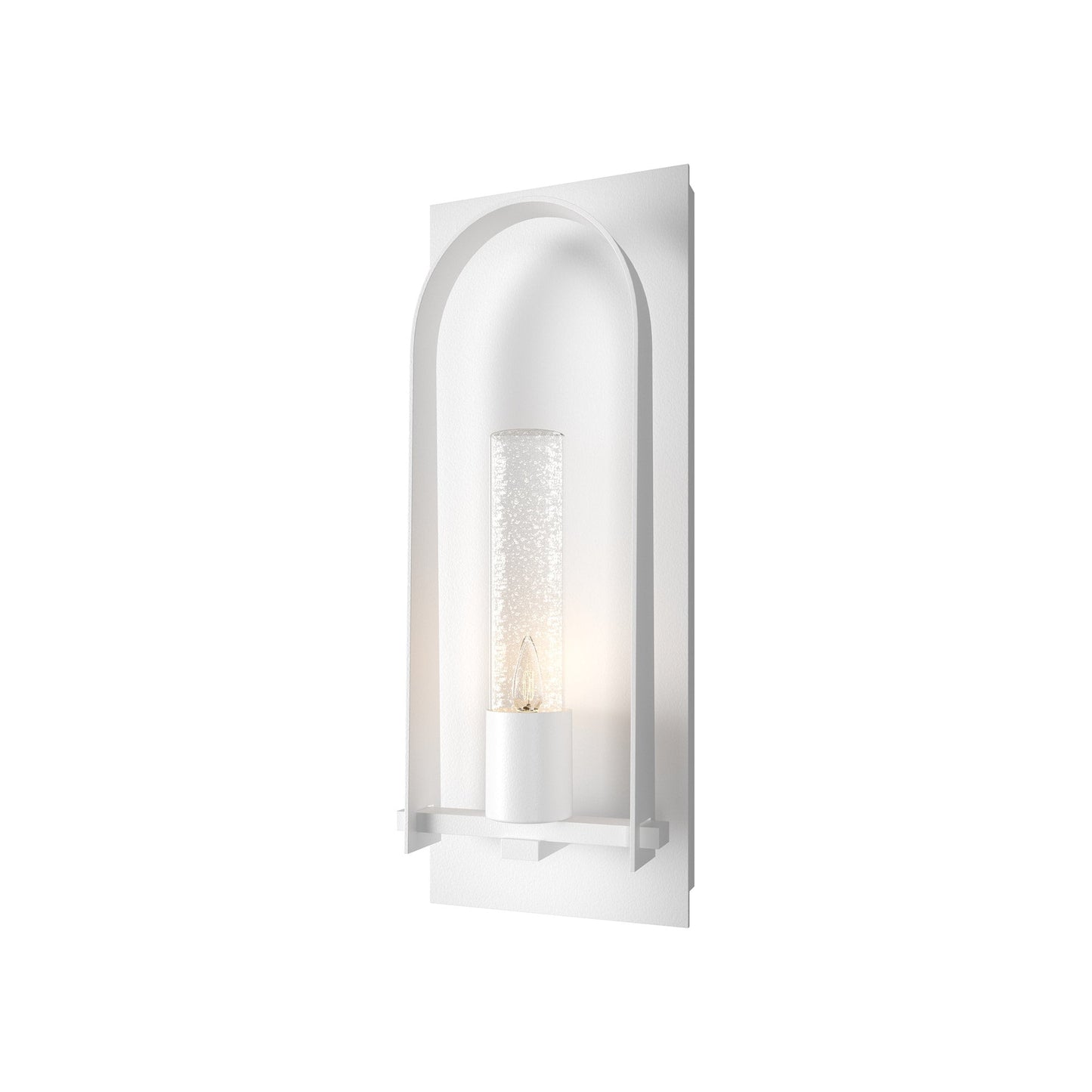 Triomphe Outdoor Wall Light in Coastal White/Seeded Clear Glass (24-Inch).