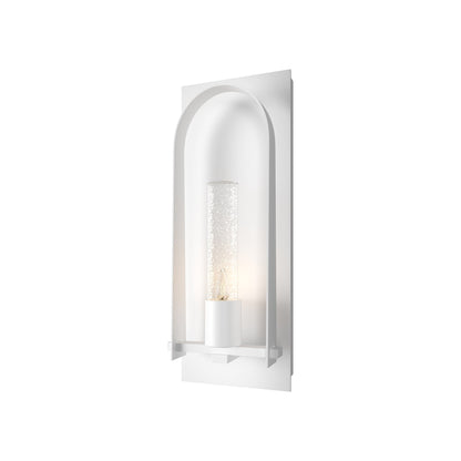 Triomphe Outdoor Wall Light in Coastal White/Seeded Clear Glass (24-Inch).
