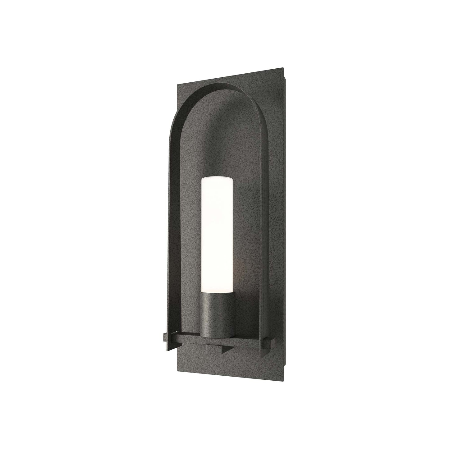 Triomphe Outdoor Wall Light in Natural Iron/Opal Glass (24-Inch).