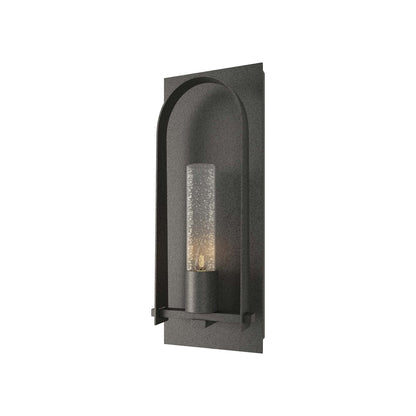 Triomphe Outdoor Wall Light in Natural Iron/Seeded Clear Glass (24-Inch).