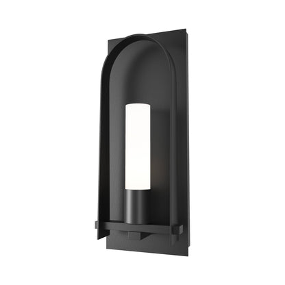 Triomphe Outdoor Wall Light in Coastal Black/Opal Glass (27.2-Inch).