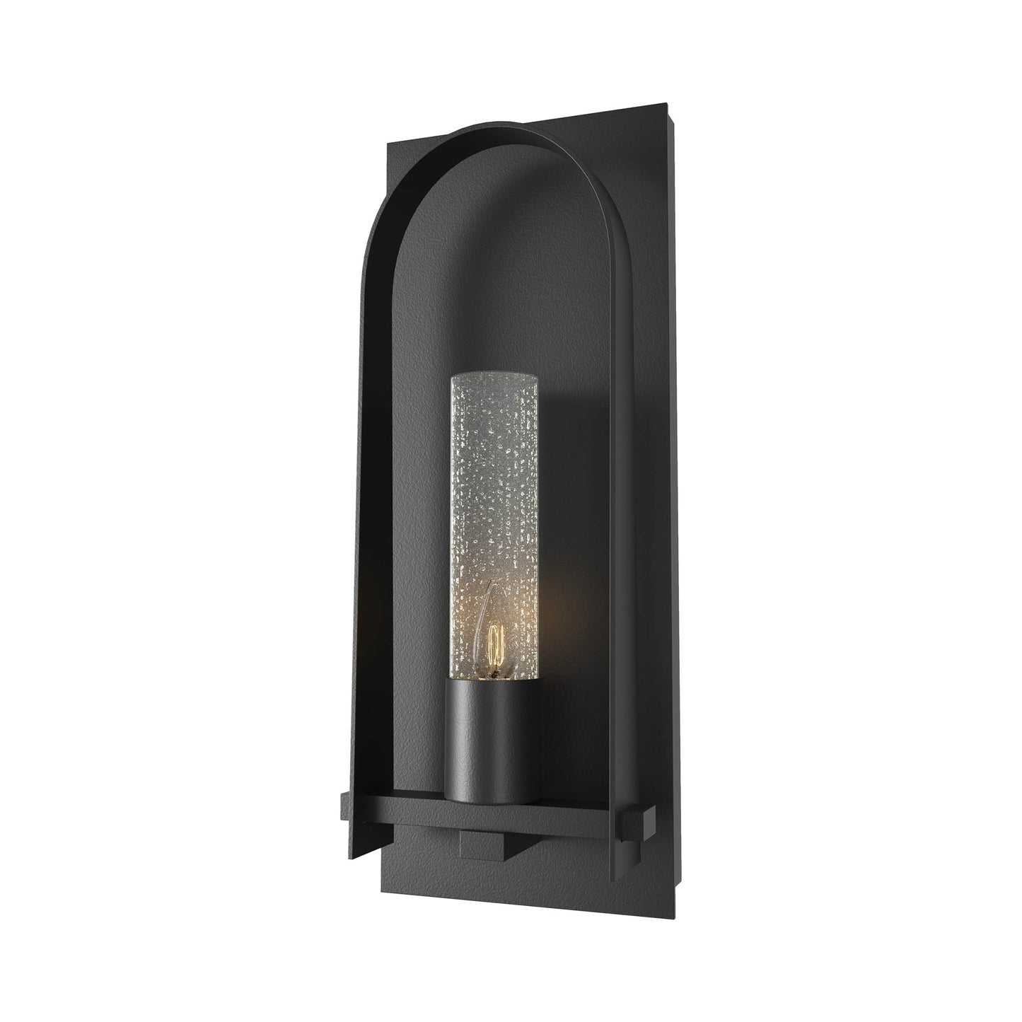 Triomphe Outdoor Wall Light in Coastal Black/Seeded Clear Glass (27.2-Inch).