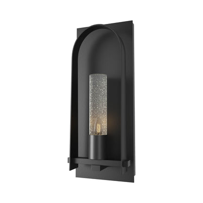 Triomphe Outdoor Wall Light in Coastal Black/Seeded Clear Glass (27.2-Inch).