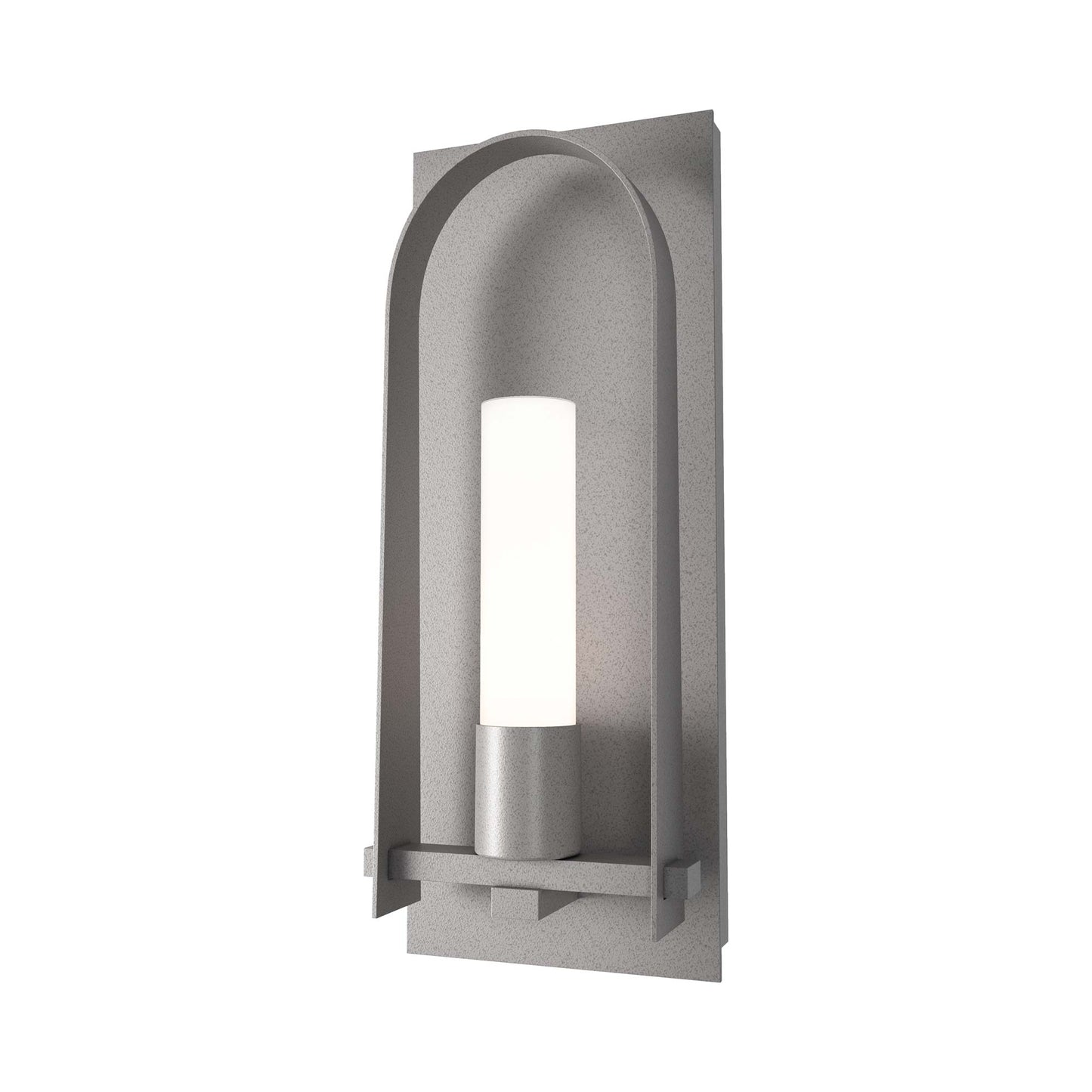 Triomphe Outdoor Wall Light in Coastal Burnished Steel/Opal Glass (27.2-Inch).