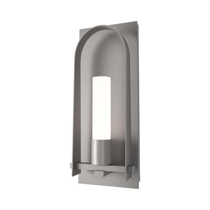 Triomphe Outdoor Wall Light in Coastal Burnished Steel/Opal Glass (27.2-Inch).