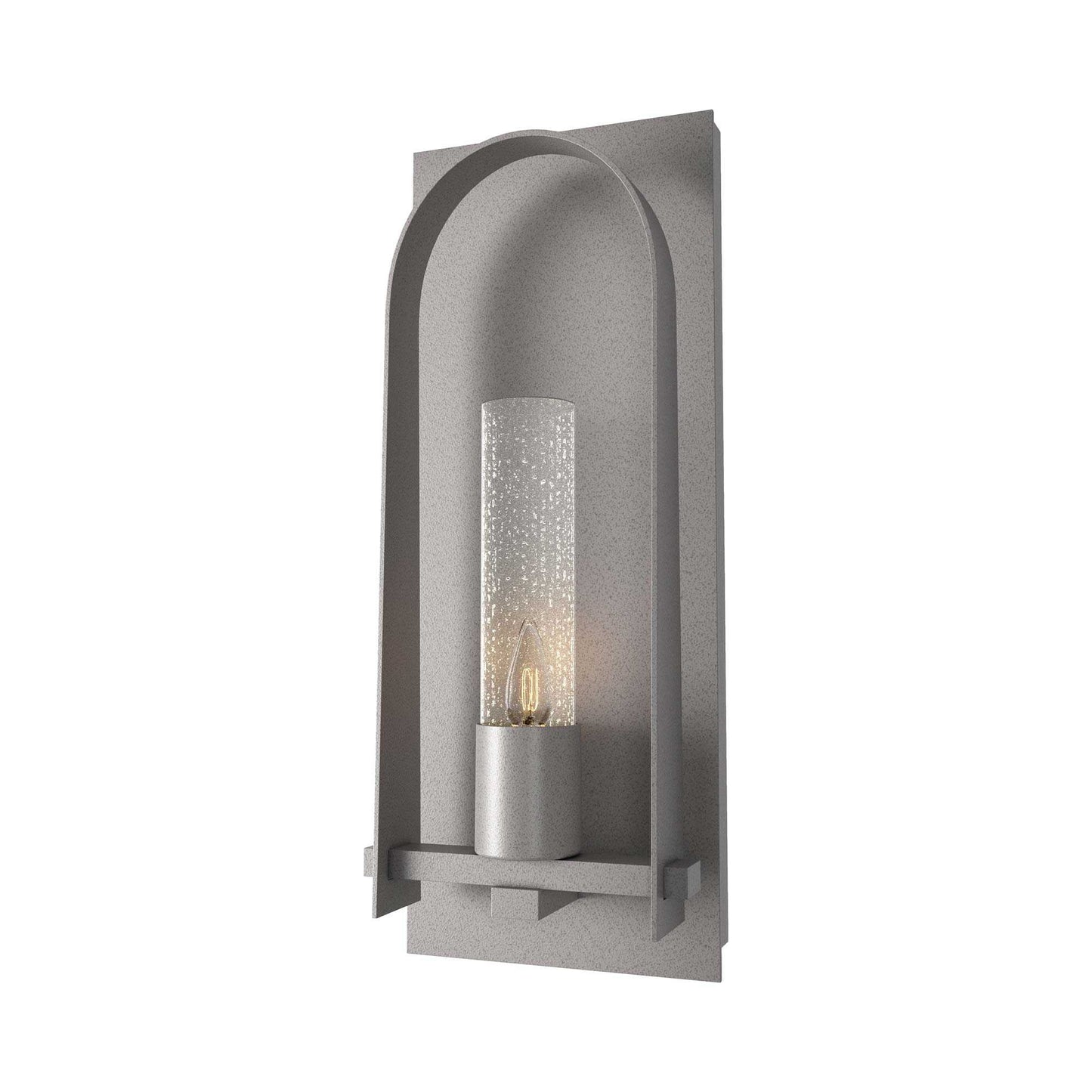 Triomphe Outdoor Wall Light in Coastal Burnished Steel/Seeded Clear Glass (27.2-Inch).