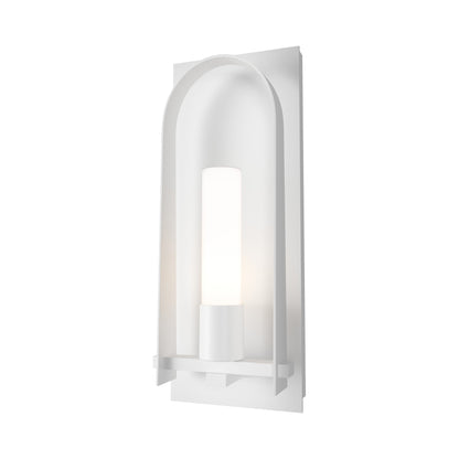 Triomphe Outdoor Wall Light in Coastal White/Opal Glass (27.2-Inch).