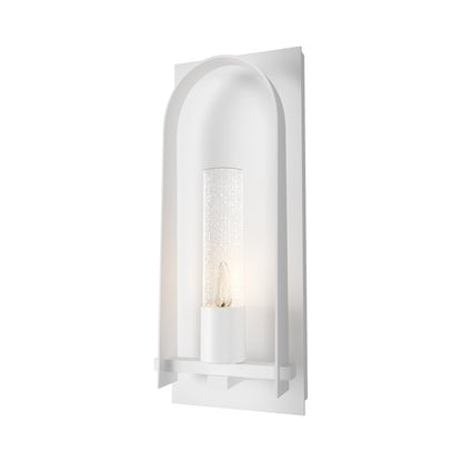 Triomphe Outdoor Wall Light in Coastal White/Seeded Clear Glass (27.2-Inch).