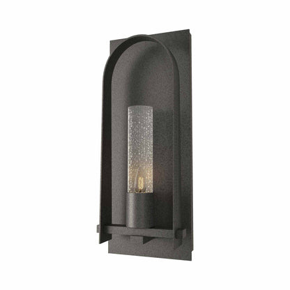 Triomphe Outdoor Wall Light in Natural Iron/Seeded Clear Glass (27.2-Inch).