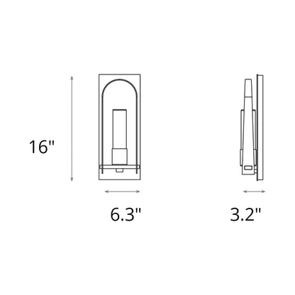 Triomphe Outdoor Wall Light - line drawing.