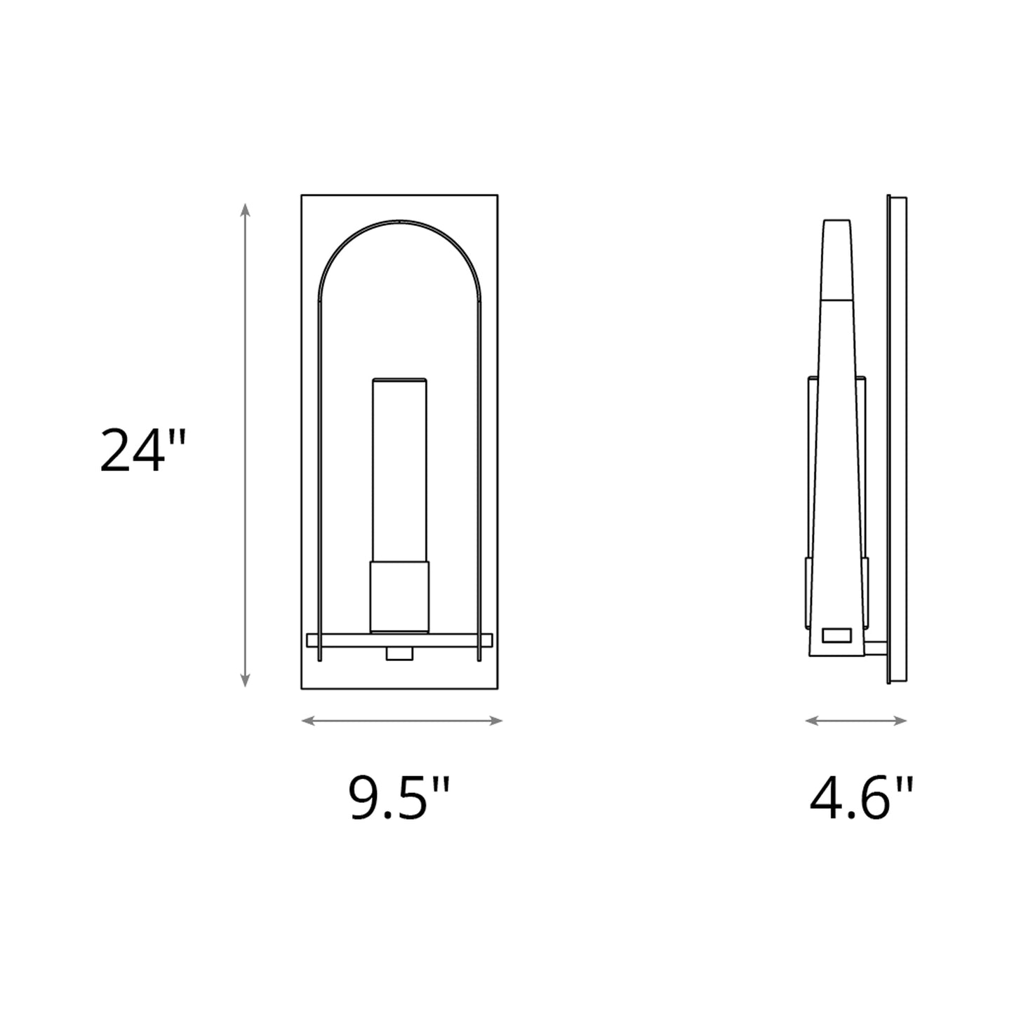 Triomphe Outdoor Wall Light - line drawing.