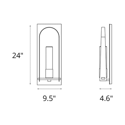 Triomphe Outdoor Wall Light - line drawing.