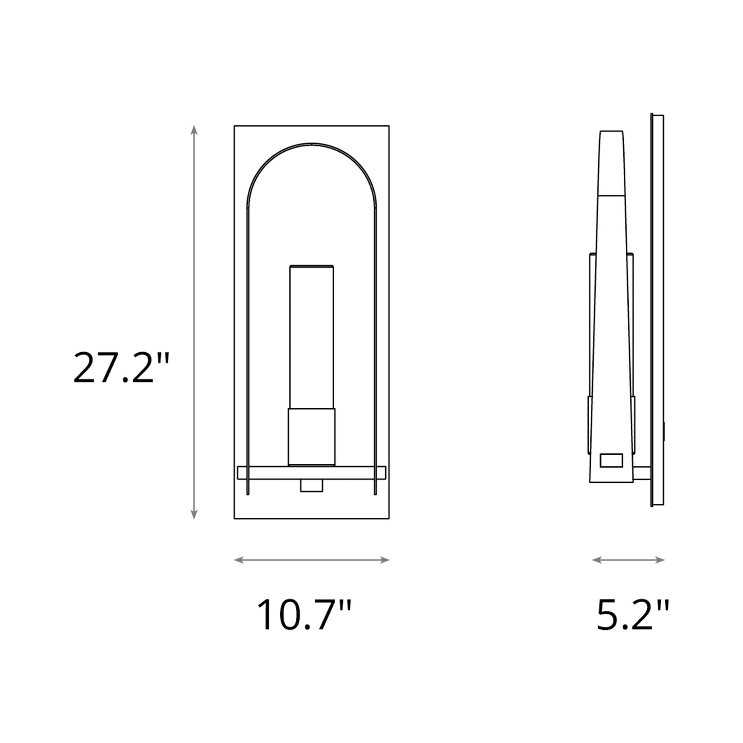 Triomphe Outdoor Wall Light - line drawing.
