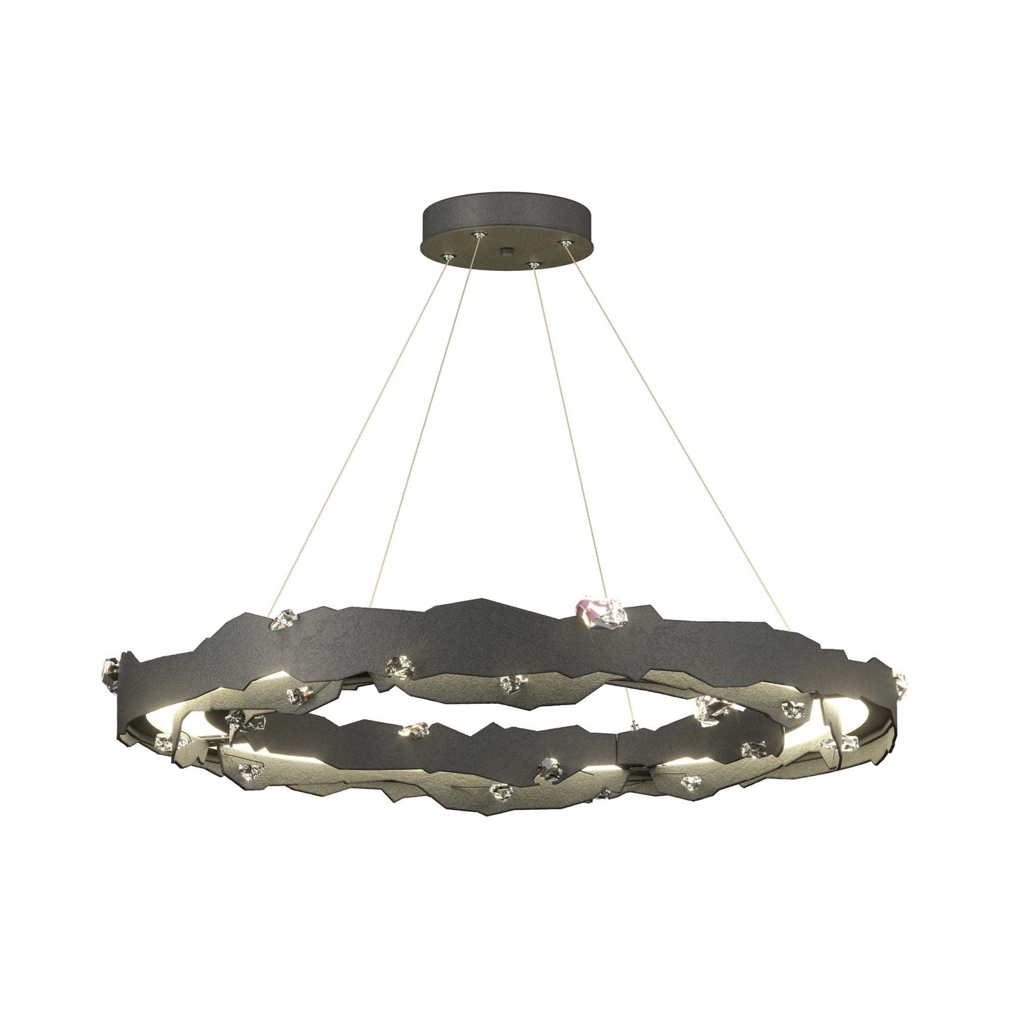 Trove LED Circular Pendant Light in Natural Iron.