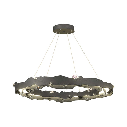 Trove LED Circular Pendant Light in Natural Iron.
