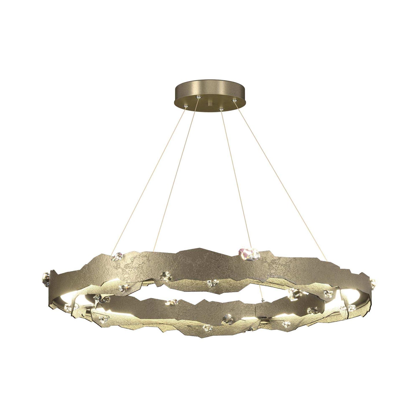 Trove LED Circular Pendant Light in Soft Gold.