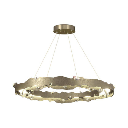 Trove LED Circular Pendant Light in Soft Gold.