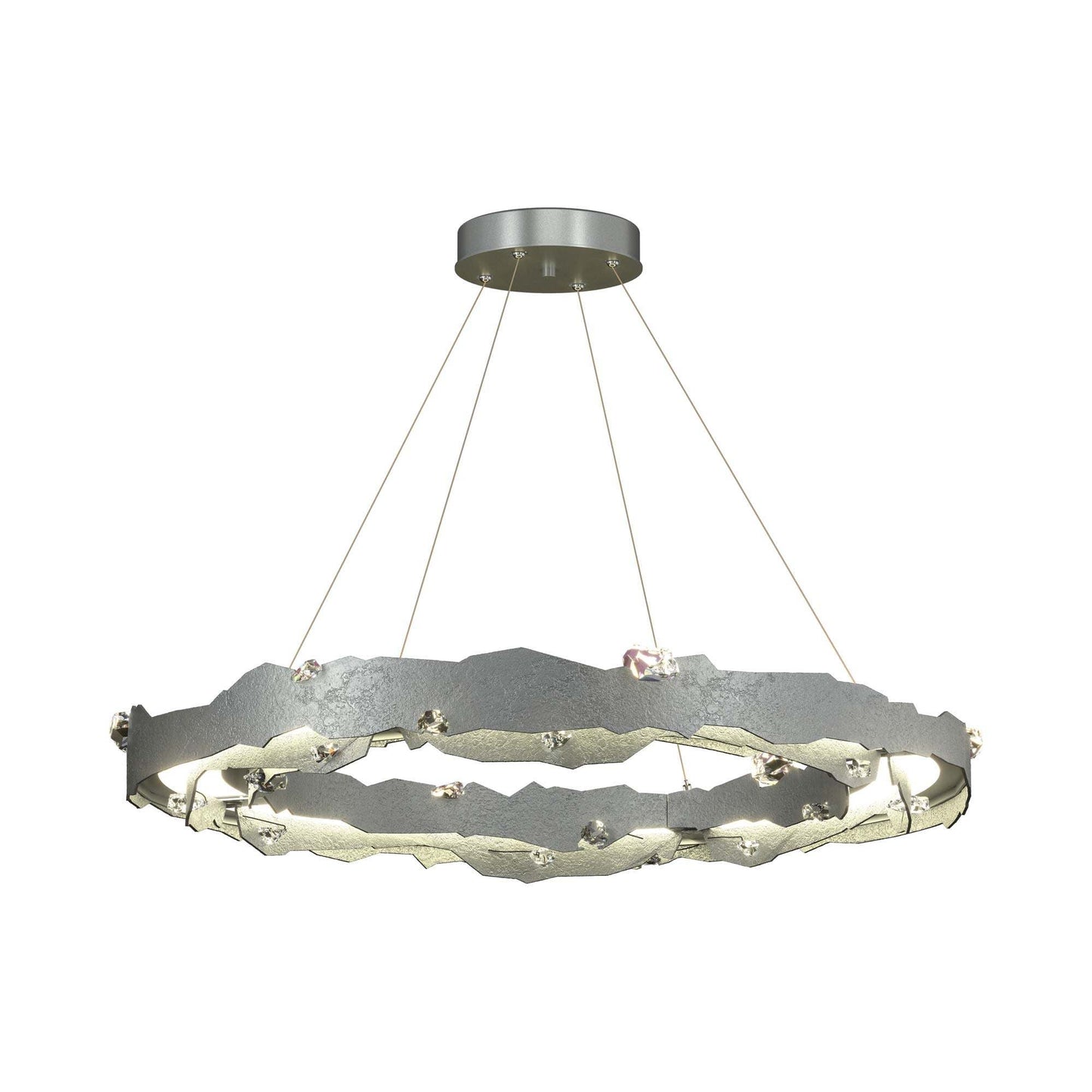 Trove LED Circular Pendant Light in Vintage Platinum.