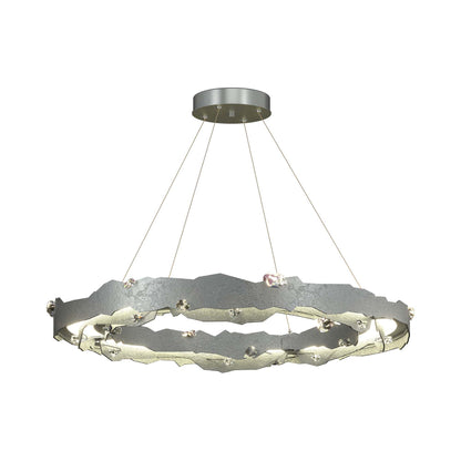 Trove LED Circular Pendant Light in Vintage Platinum.