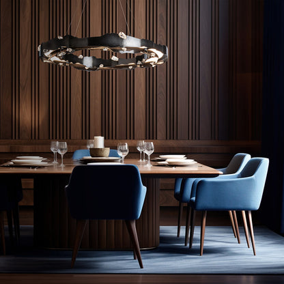 Trove LED Circular Pendant Light in dining room.