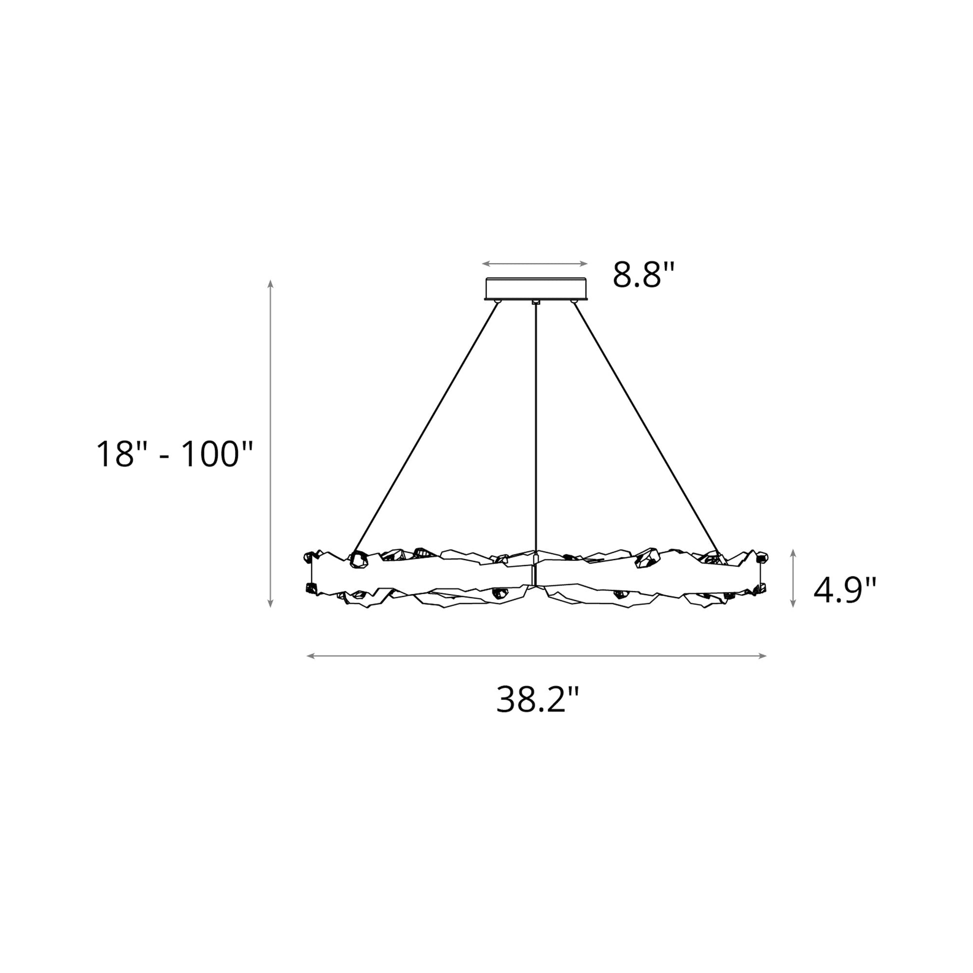 Trove LED Circular Pendant Light - line drawing.