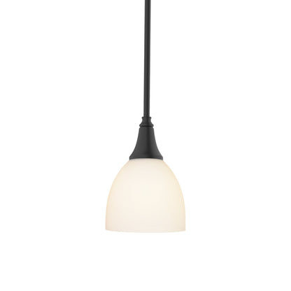 Trumpet Mini Pendant Light in Black/Opal Glass.