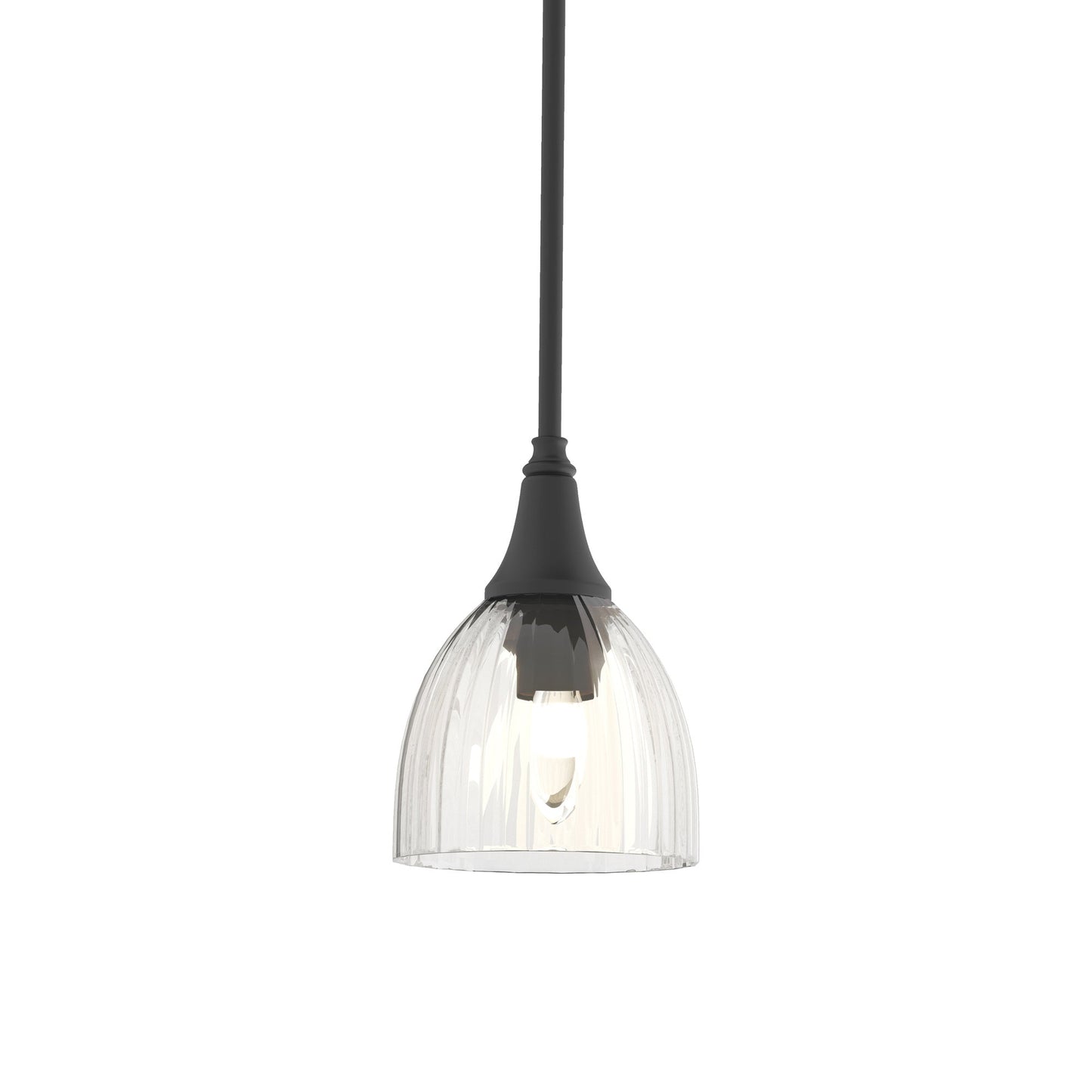 Trumpet Mini Pendant Light in Black/Water Glass.