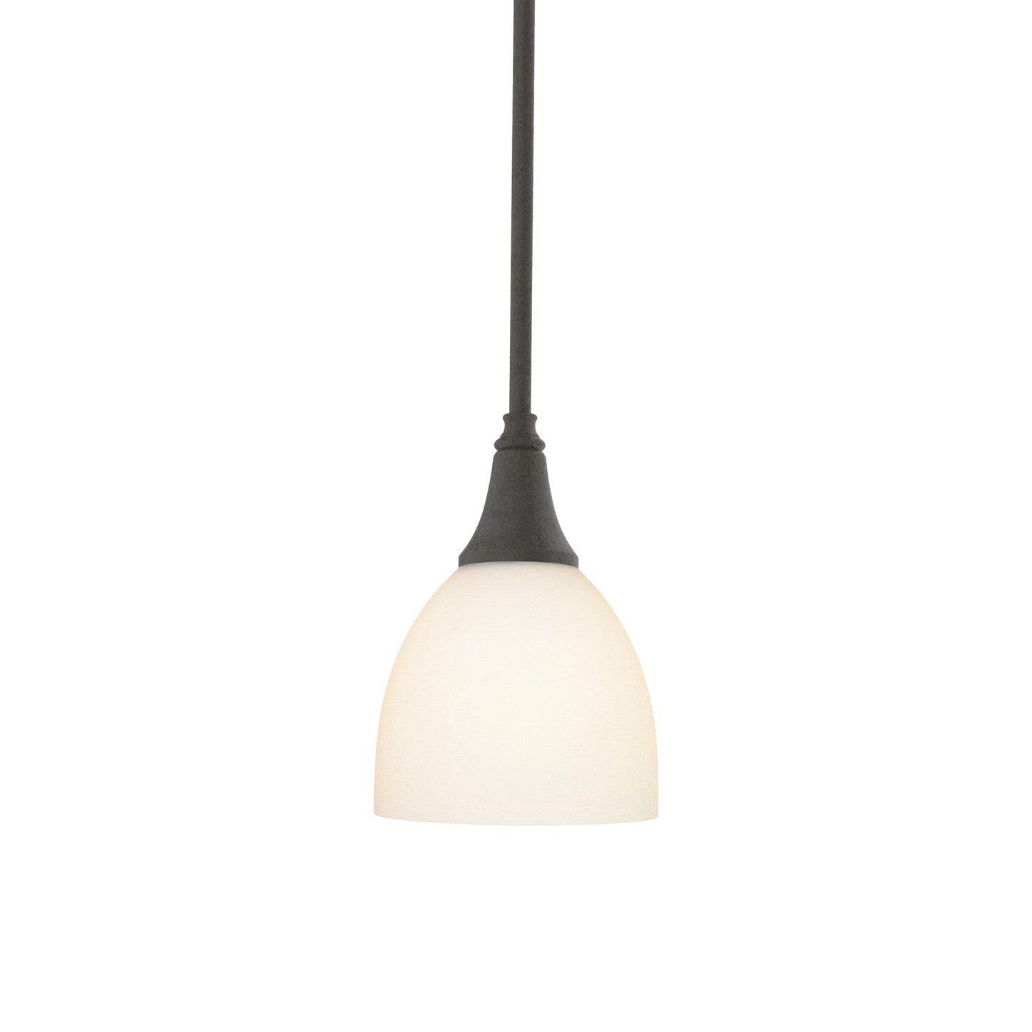 Trumpet Mini Pendant Light in Dark Smoke/Opal Glass.