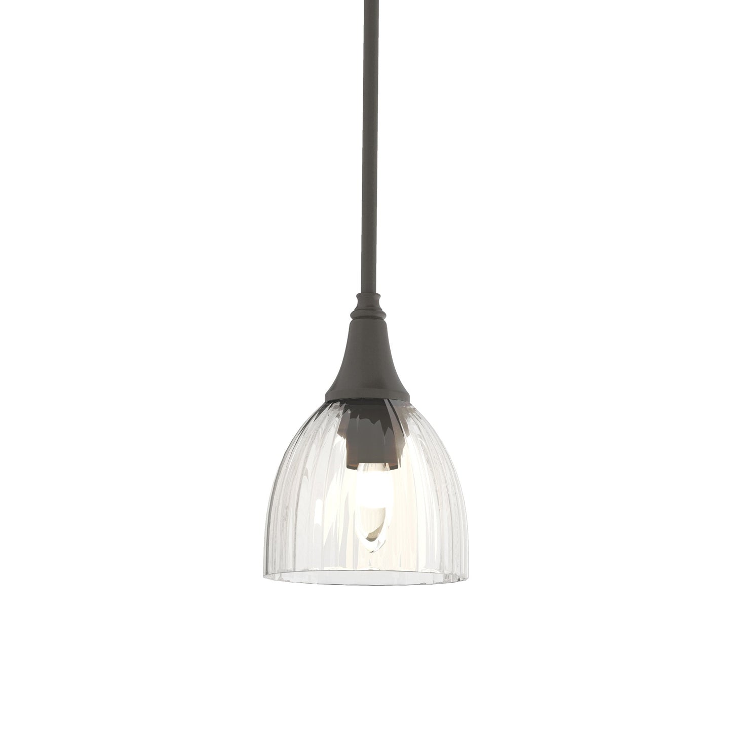 Trumpet Mini Pendant Light in Dark Smoke/Water Glass.