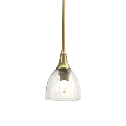 Trumpet Mini Pendant Light in Modern Brass/Water Glass.
