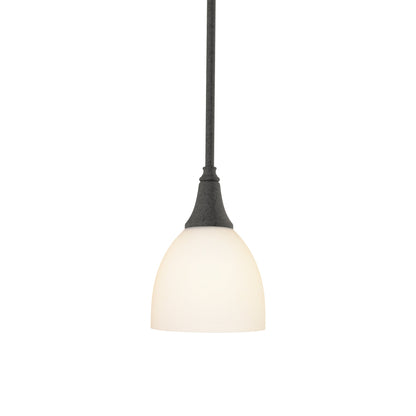 Trumpet Mini Pendant Light in Natural Iron/Opal Glass.