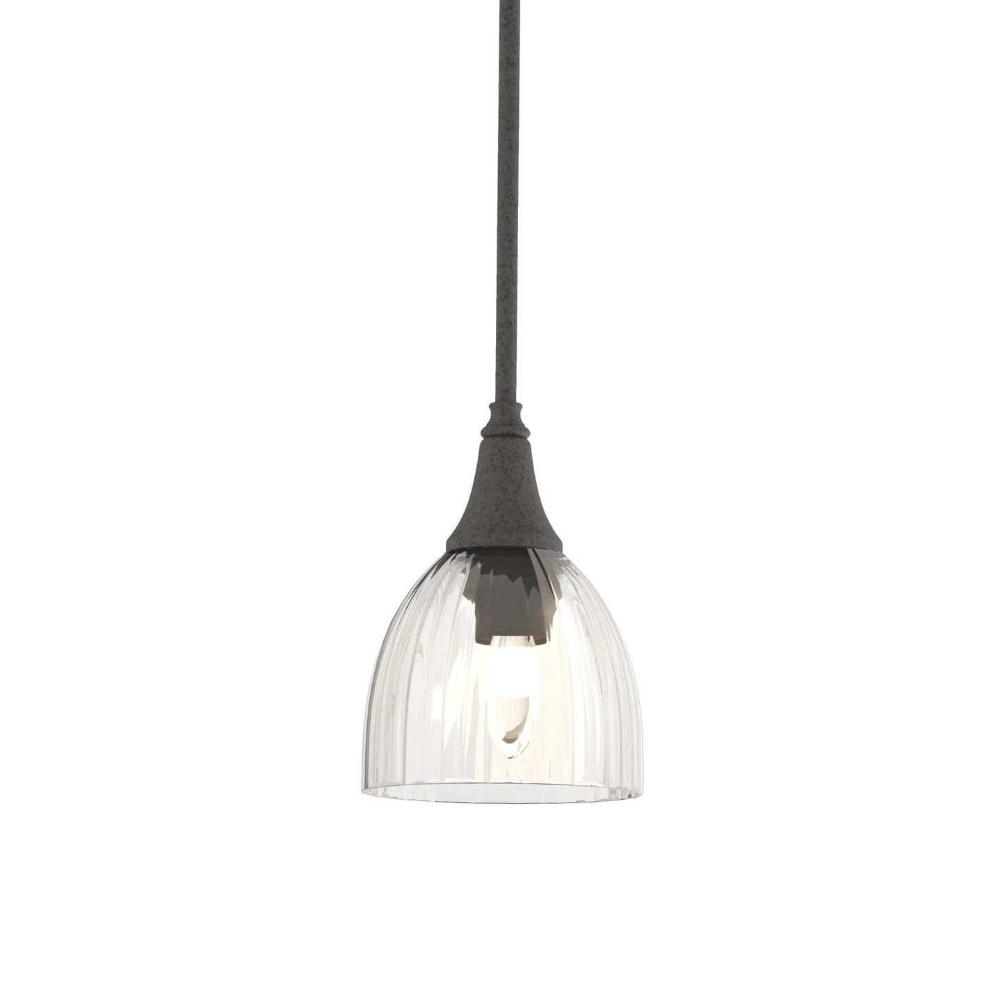Trumpet Mini Pendant Light in Natural Iron/Water Glass.