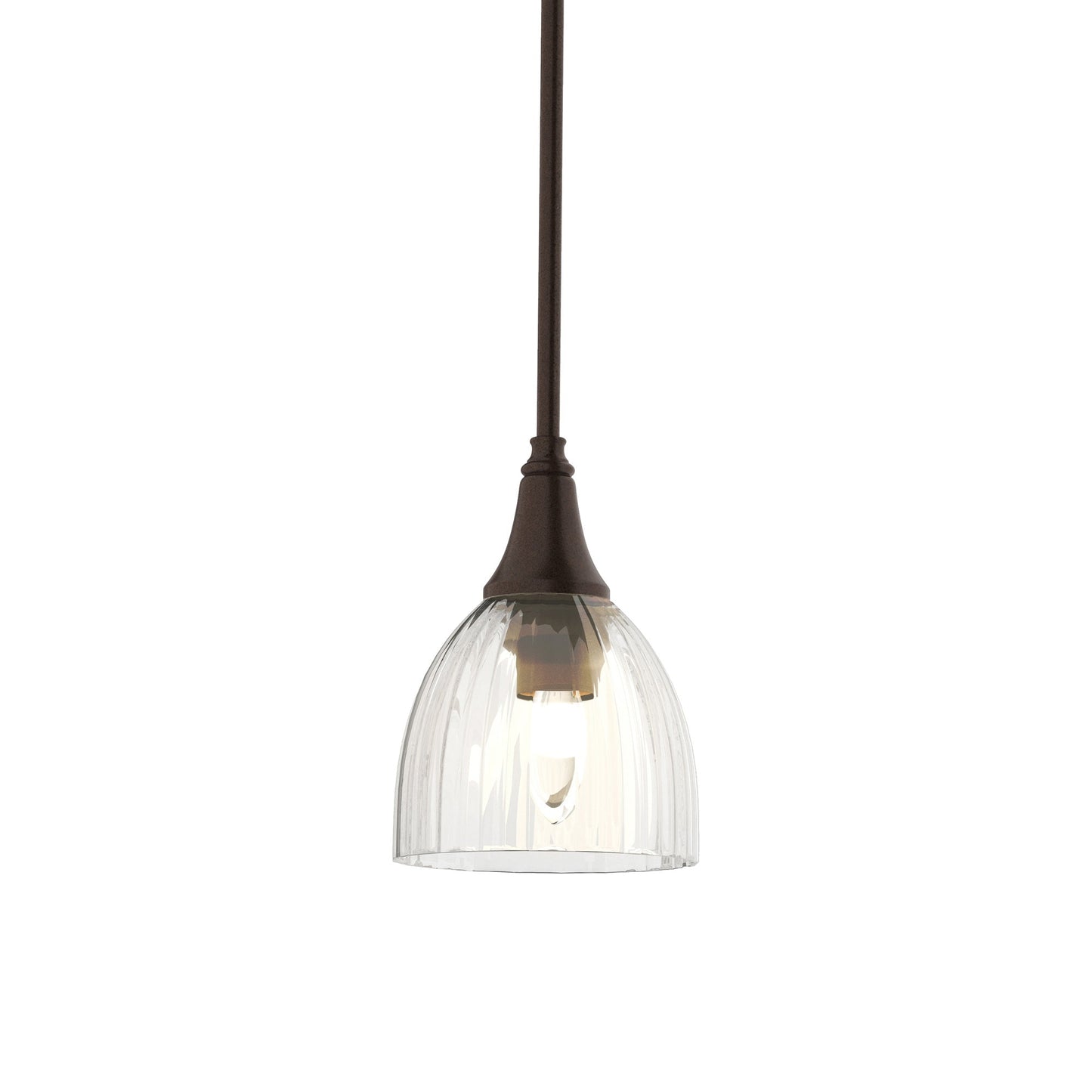 Trumpet Mini Pendant Light in Oil Rubbed Bronze/Water Glass.