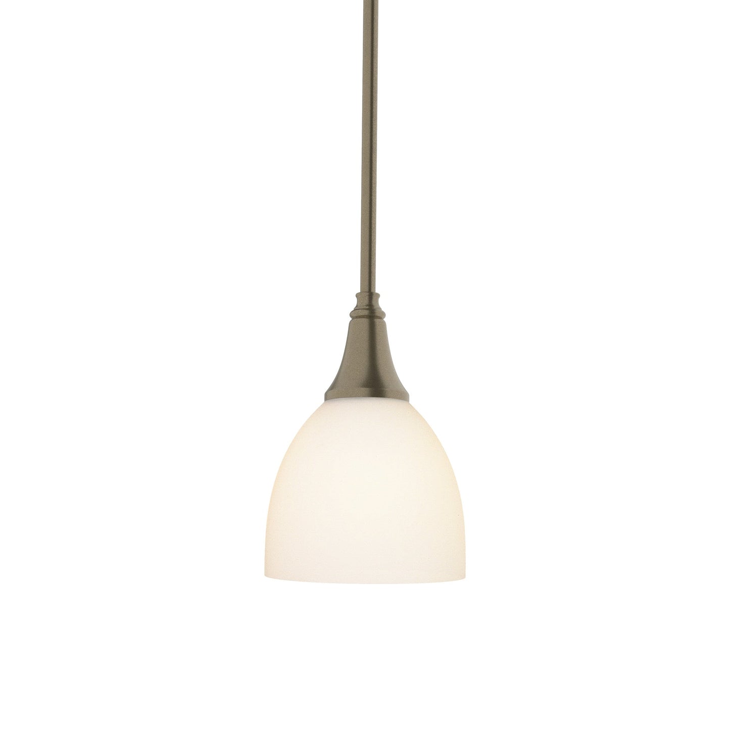 Trumpet Mini Pendant Light in Soft Gold/Opal Glass.
