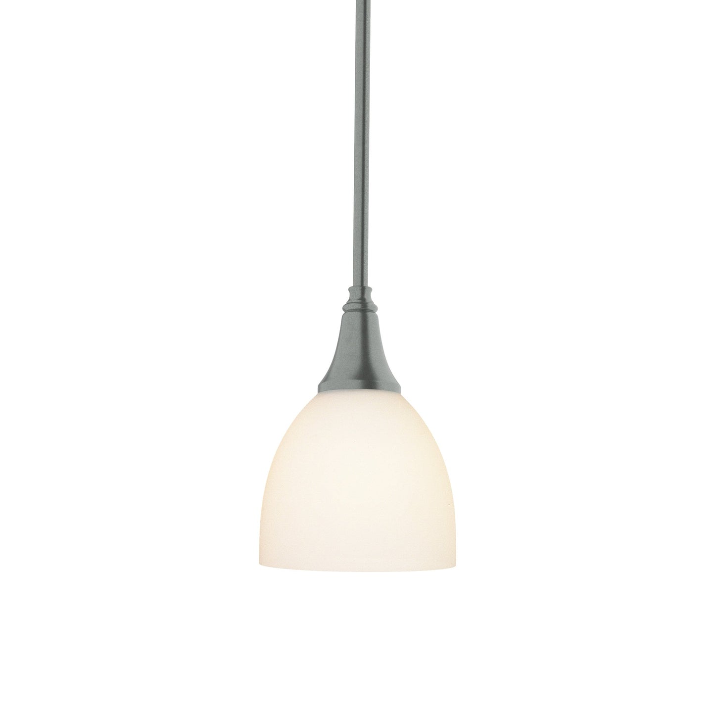 Trumpet Mini Pendant Light in Vintage Platinum/Opal Glass.