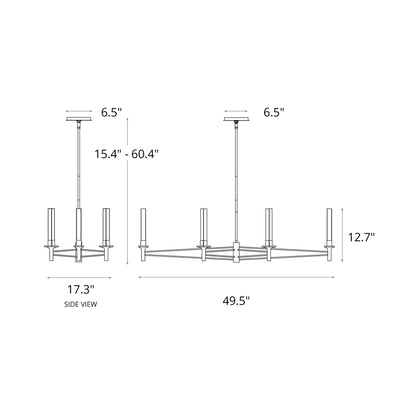 Truss Linear Chandelier - line drawing.