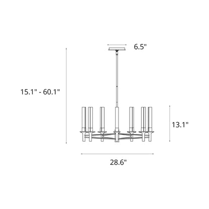 Truss Round Chandelier - line drawing.