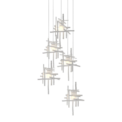 Tura Multi Light Pendant Light in White/Frosted Glass (Long/5-Light).