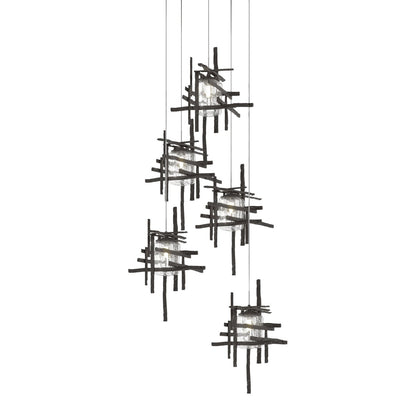 Tura Multi Light Pendant Light in Oil Rubbed Bronze/Seeded Clear Glass (Long/5-Light).