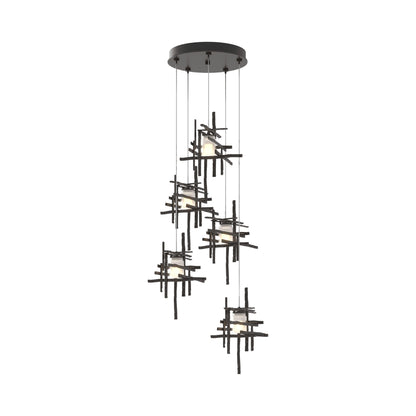 Tura Multi Light Pendant Light in Oil Rubbed Bronze/Frosted Glass (Standard/5-Light).