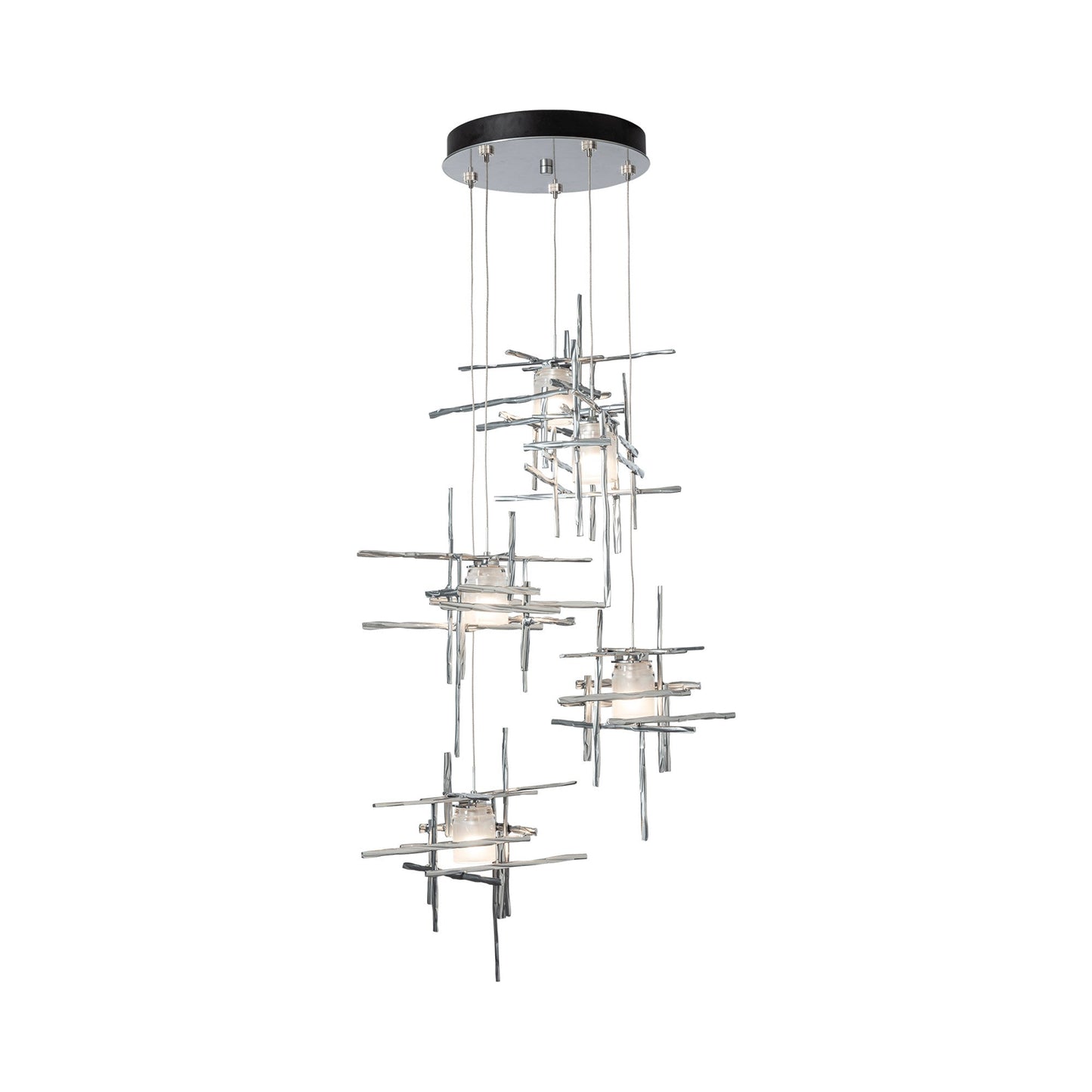 Tura Multi Light Pendant Light in Sterling/Frosted Glass (Standard/5-Light).