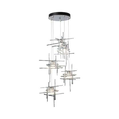 Tura Multi Light Pendant Light in Sterling/Frosted Glass (Standard/5-Light).