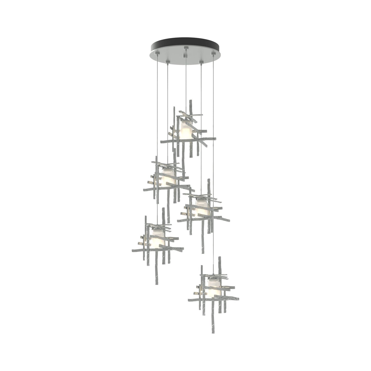 Tura Multi Light Pendant Light in Vintage Platinum/Frosted Glass (Standard/5-Light).