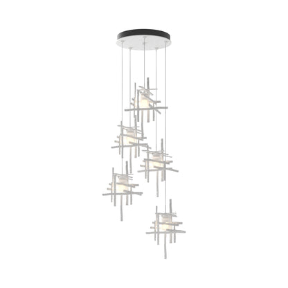 Tura Multi Light Pendant Light in White/Frosted Glass (Standard/5-Light).