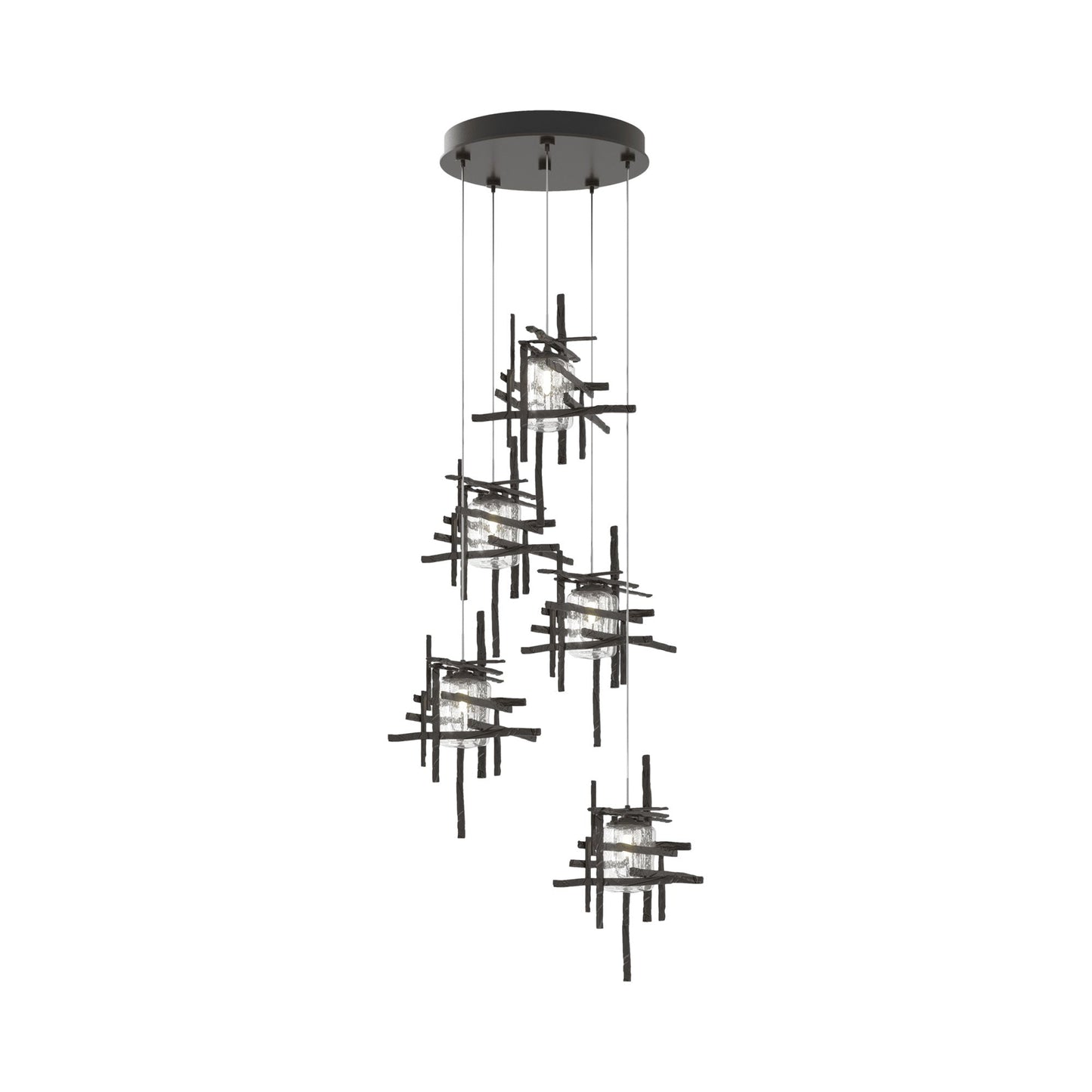 Tura Multi Light Pendant Light in Oil Rubbed Bronze/Seeded Clear Glass (Standard/5-Light).