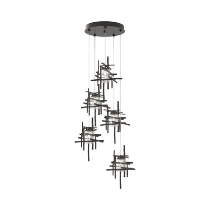 Tura Multi Light Pendant Light in Oil Rubbed Bronze/Seeded Clear Glass (Standard/5-Light).