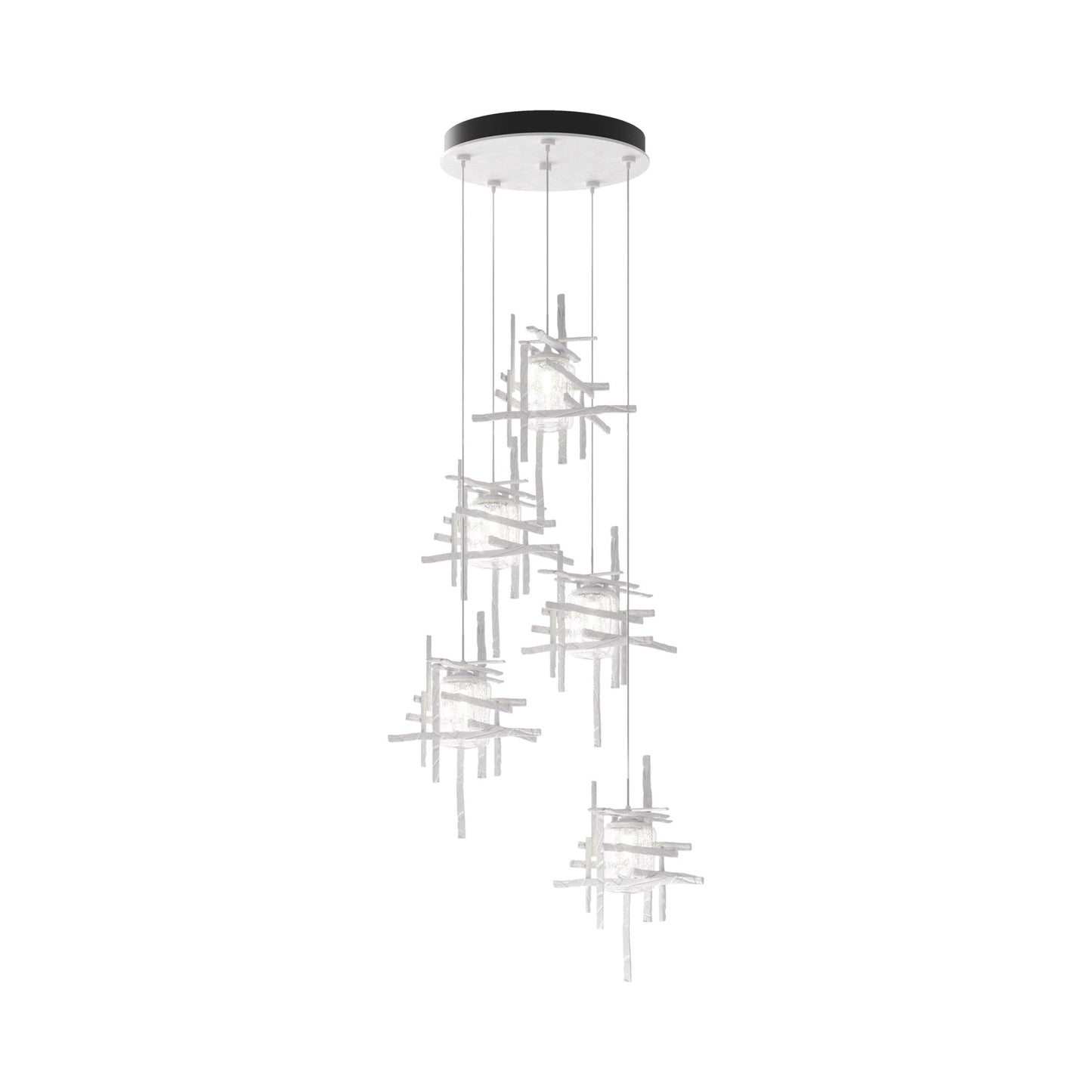 Tura Multi Light Pendant Light in White/Seeded Clear Glass (Standard/5-Light).
