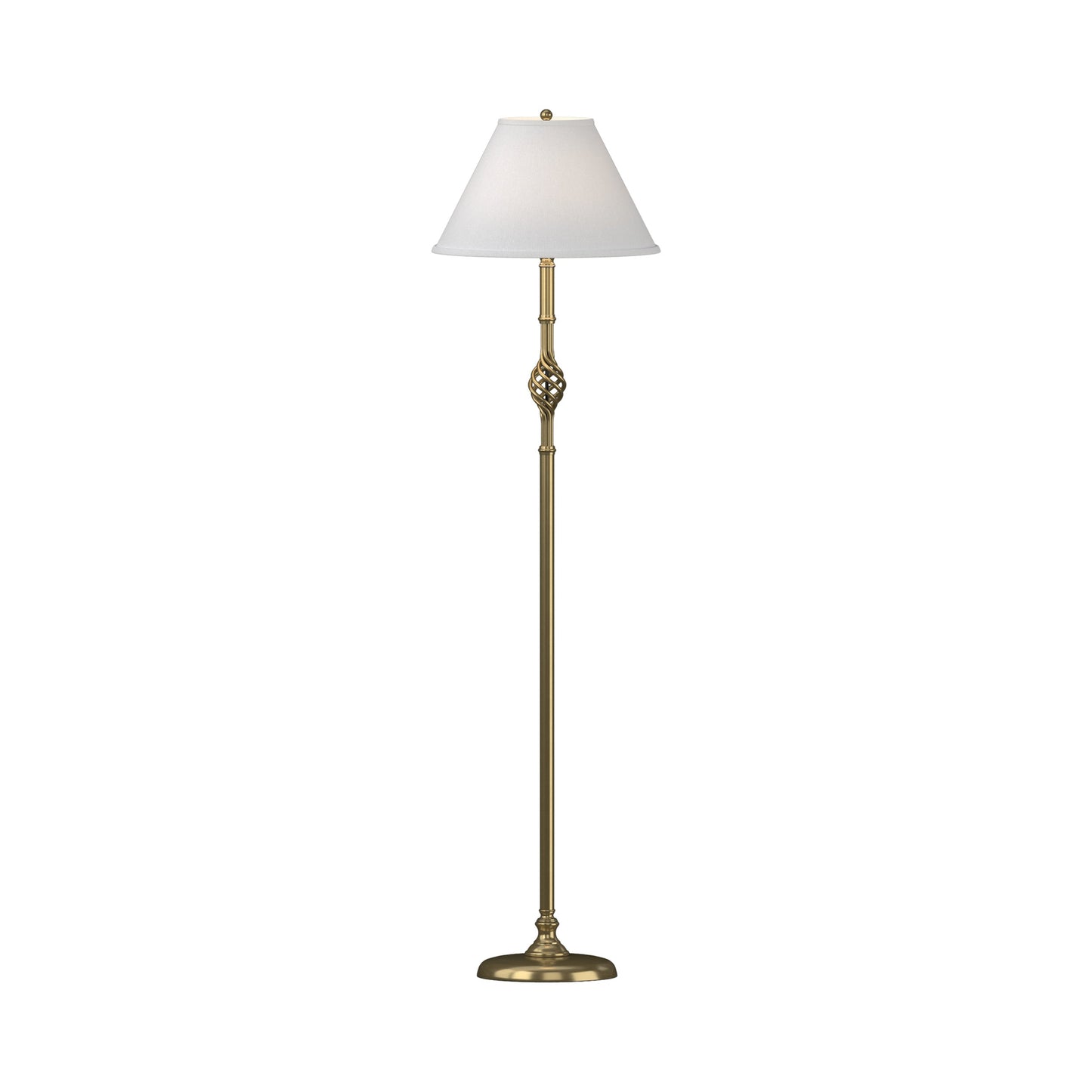 Twist Basket Floor Lamp in Modern Brass.