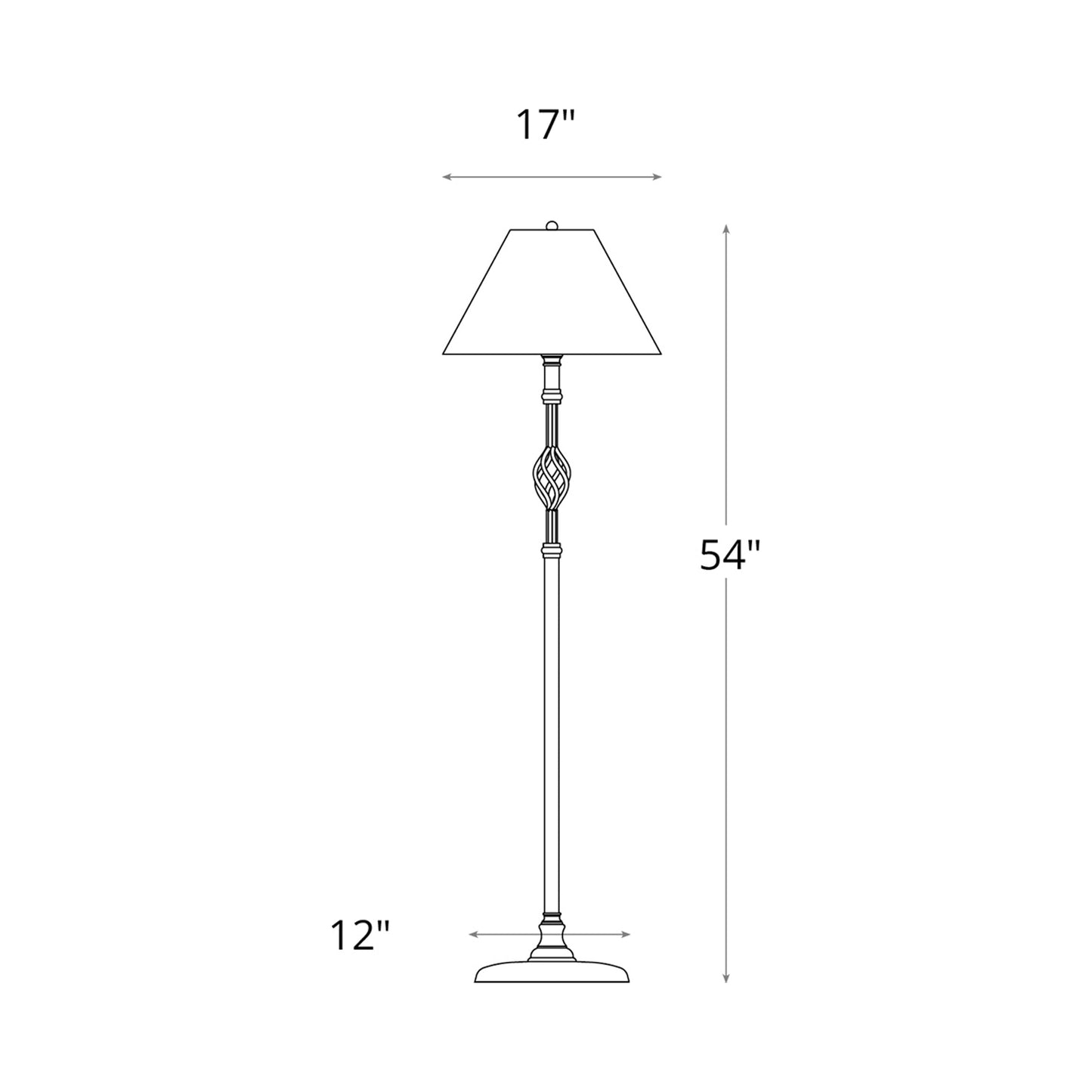 Twist Basket Floor Lamp - line drawing.